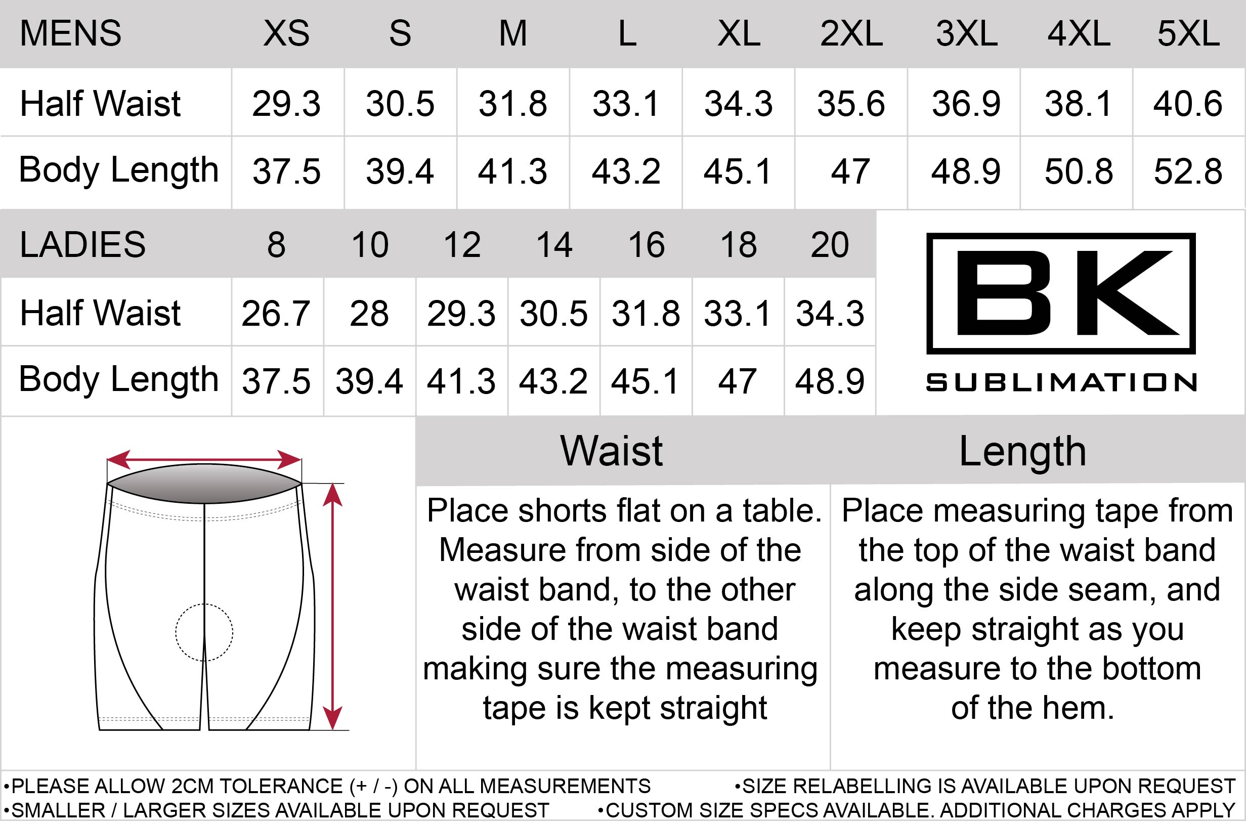 size chart